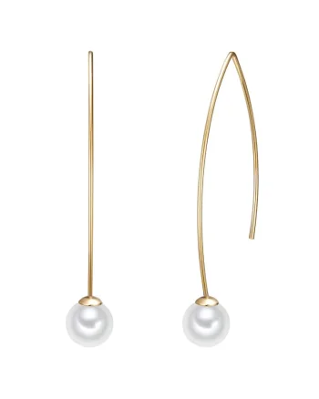 Cercei placati cu aur de 14K si decorati cu perle sintetice, Auriu