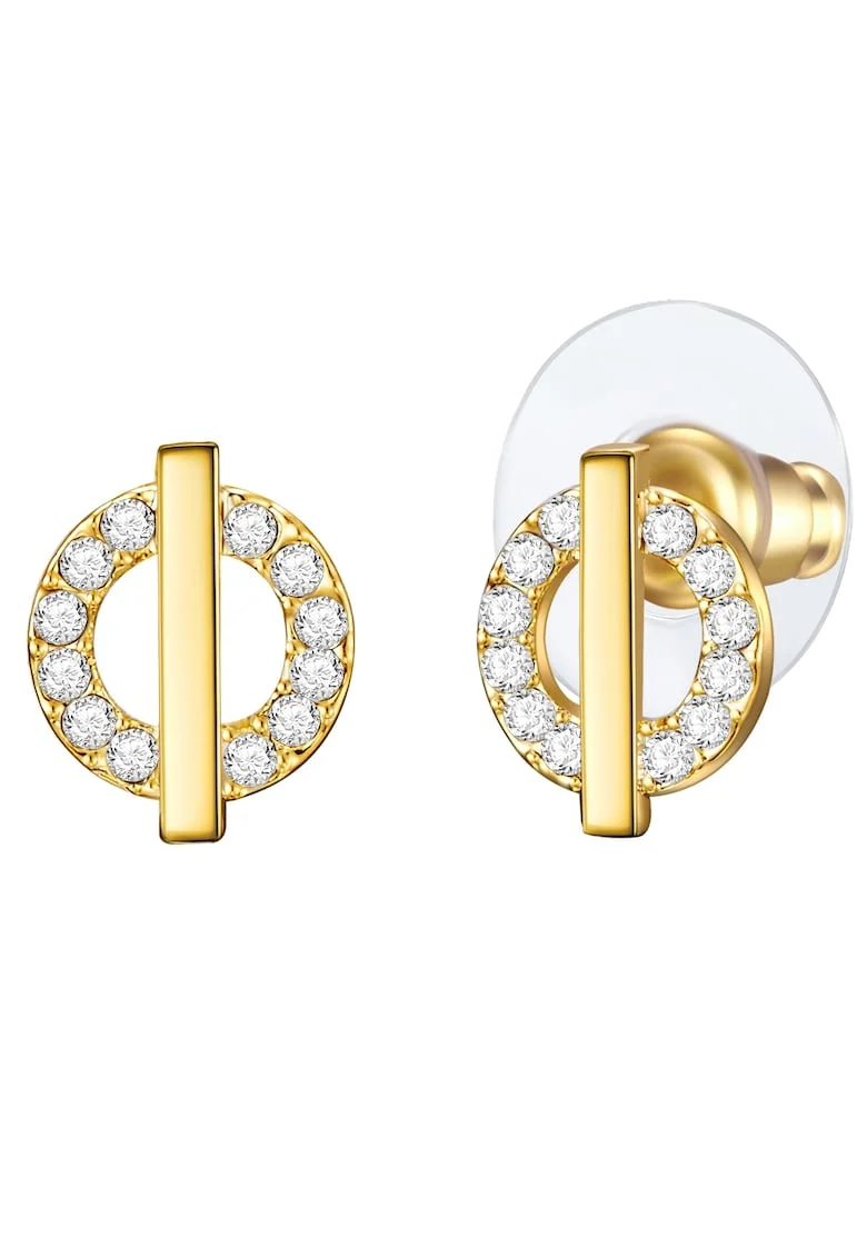 Cercei placati cu aur de 14K si decorati cu cristale, Auriu