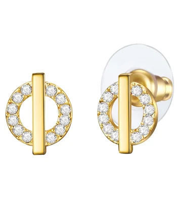 Cercei placati cu aur de 14K si decorati cu cristale, Auriu