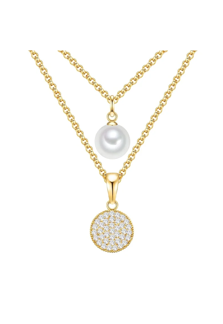 Colier cu doua siraguri placat cu aur de 14K, Auriu