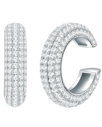 Cercei ear cuff decorati cu cristale zirconia, Argintiu