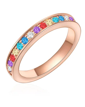 Inel placat cu aur de 14K si decorat cu cristale europene, Auriu rose