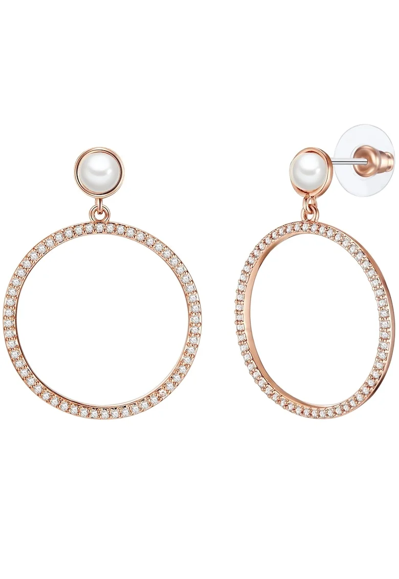 Cercei rotunzi placati cu aur de 14K, Auriu rose