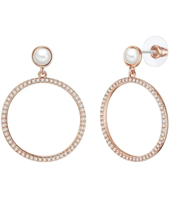 Cercei rotunzi placati cu aur de 14K, Auriu rose