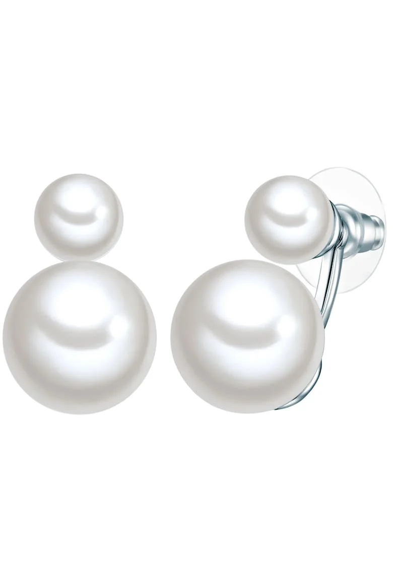 Cercei decorati cu perle 22553, Alb