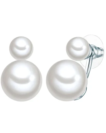 Cercei decorati cu perle 22553, Alb