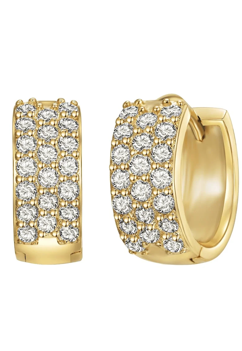 Cercei placati cu aur de 14K si decorati cu zirconia, Auriu