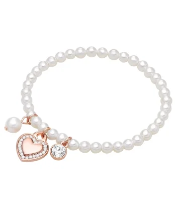Bratara cu talismane placate cu aur de 14K, Alb