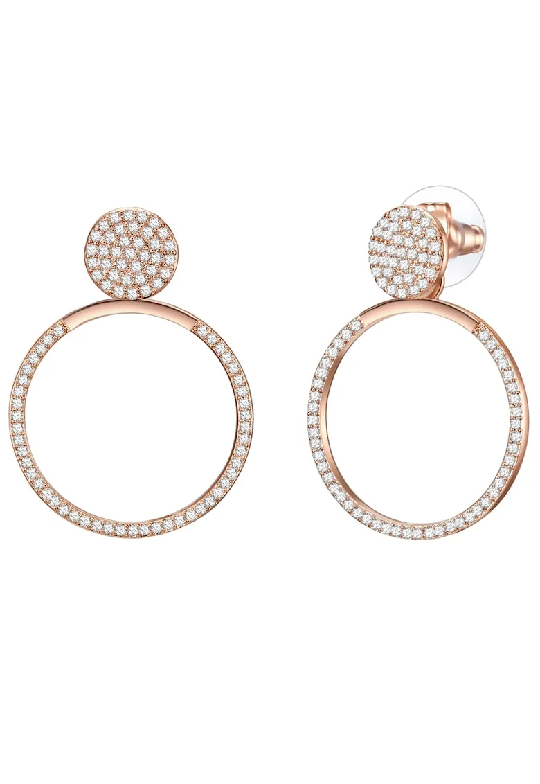 Cercei placati cu aur de 14K si decorati cu zirconia, Auriu rose