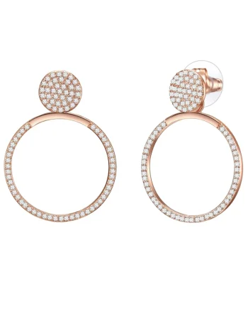 Cercei placati cu aur de 14K si decorati cu zirconia, Auriu rose