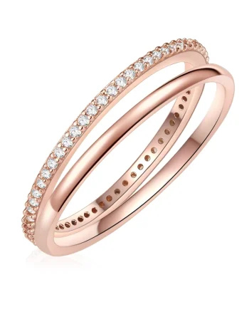 Set de inele placate cu aur de 14K - 2 piese, Auriu rose