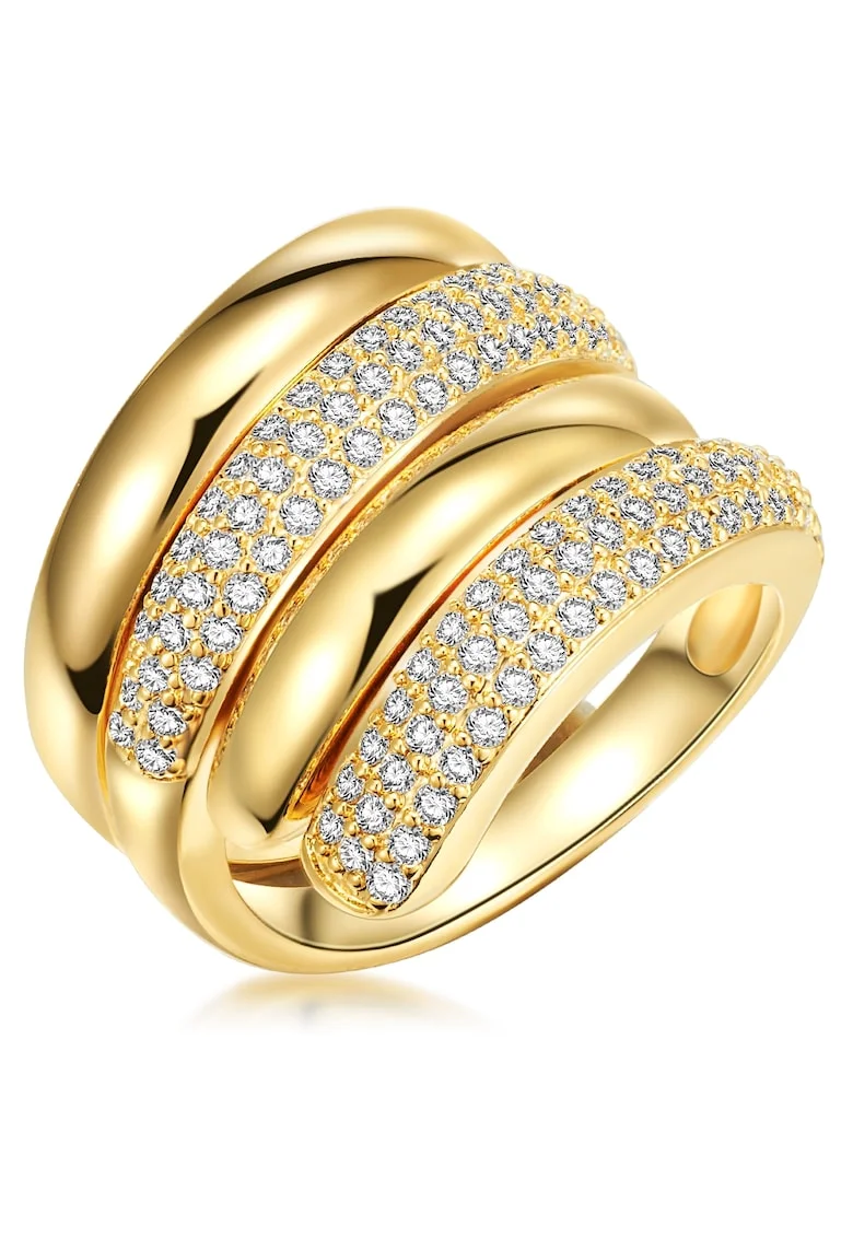 Inel placat cu aur de 14K si decorat cu cristale, Auriu