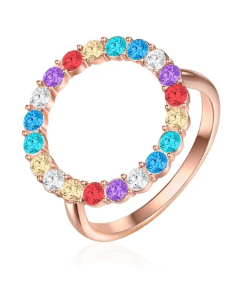 Inel placat cu aur de 14K si decorat cu cristale, Auriu rose