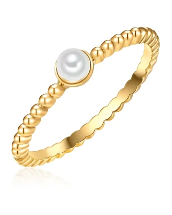 Inel placat cu aur de 14K si decorat cu perla, Auriu