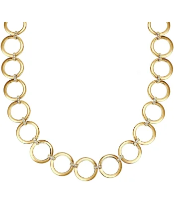 Colier placat cu aur de 14K si decorat cu cristale europene, Auriu