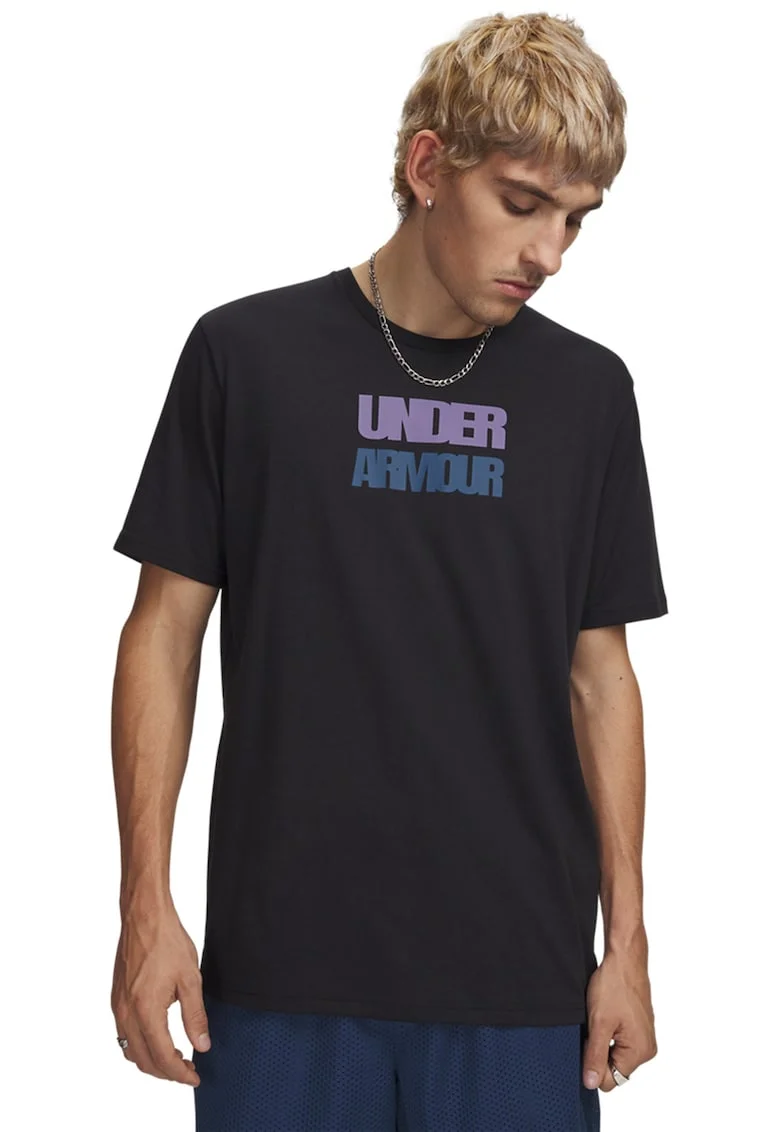 Tricou lejer cu logo Block, Negru
