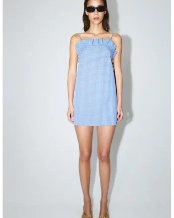 Rochie mini cu volane, Albastru pastel