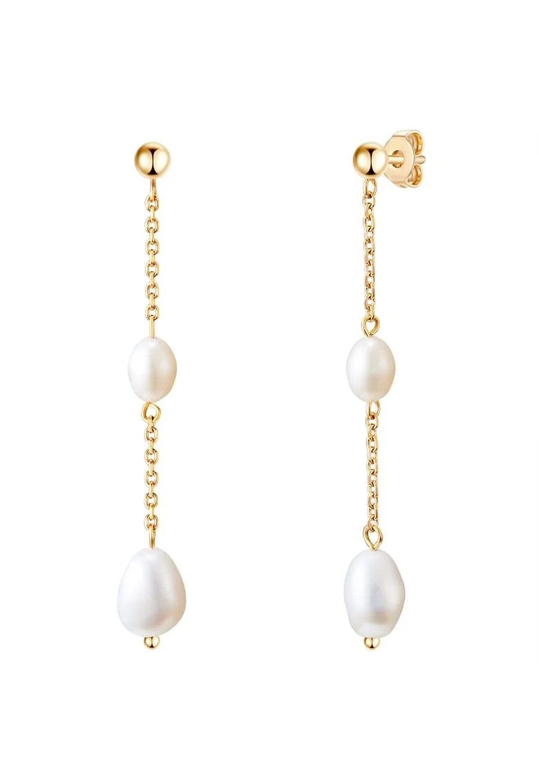 Cercei drop placati cu aur de 14K, Auriu
