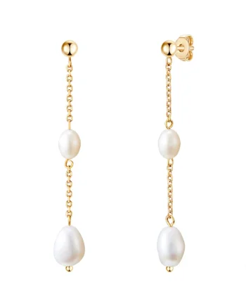 Cercei drop placati cu aur de 14K, Auriu