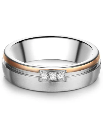 Inel de otel inoxidabil placat cu aur de 18K, cu zirconia