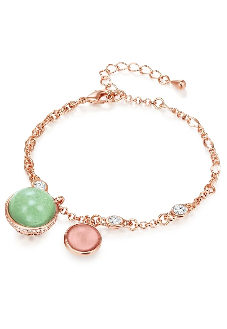Bratara placata cu aur de 14K si decorata cu cristale europene, Auriu rose
