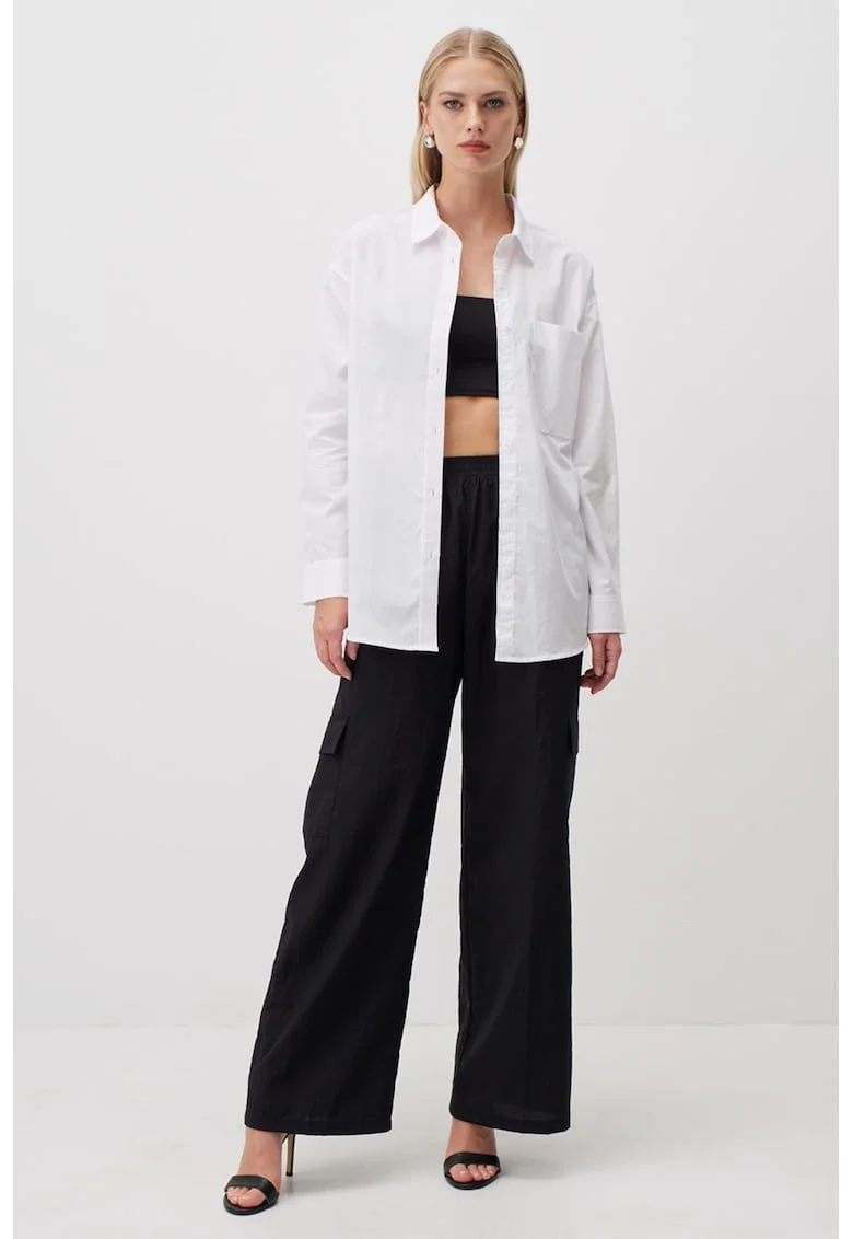 Pantaloni cargo cu croiala ampla, Negru