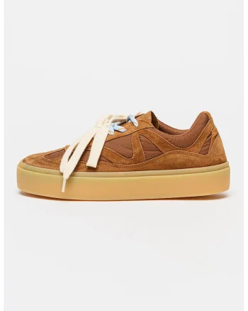 Pantofi sport Lynn cu garnituri din piele intoarsa, Maro