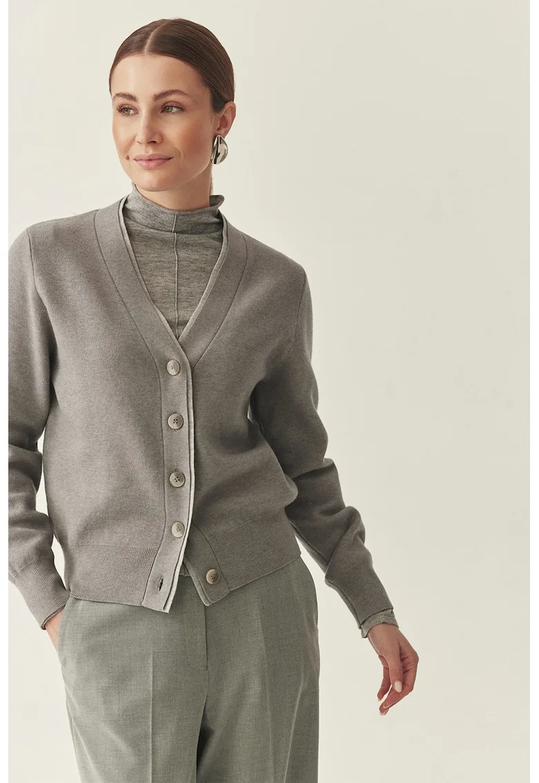 Cardigan cu decolteu in V, Gri