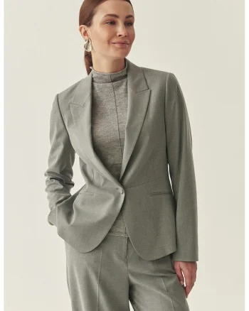 Sacou din amestec de lyocell cu model cambrat, Gri
