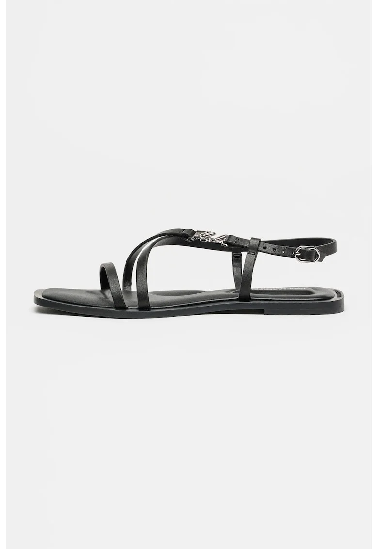 Sandale de piele cu catarame multiple Brio II, Negru
