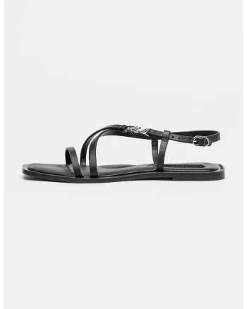 Sandale de piele cu catarame multiple Brio II, Negru