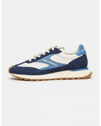 Pantofi sport cu insertii de piele intoarsa Kairo, Alb/Albastru inchis/Albastru prafuit