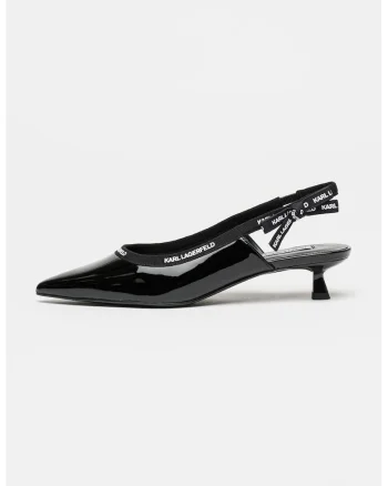 Pantofi slingback de piele lacuita Pasha, Negru
