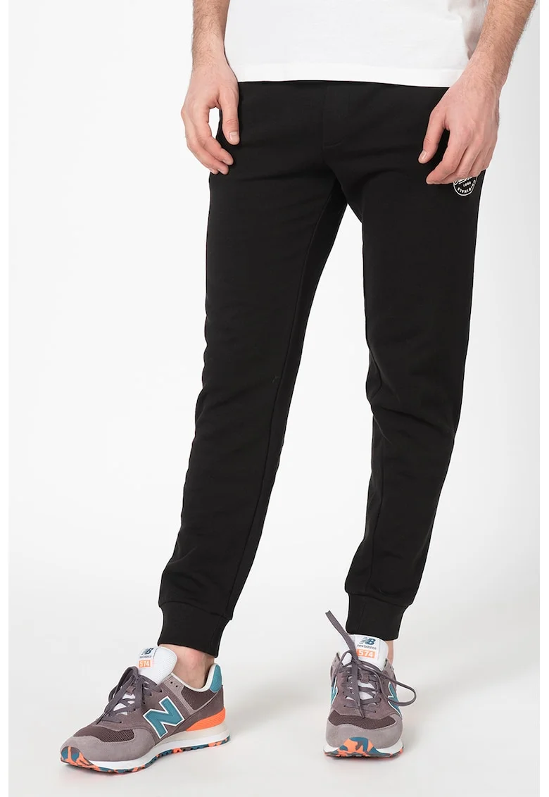 Pantaloni sport de bumbac cu snur de ajustare Gordon, Negru