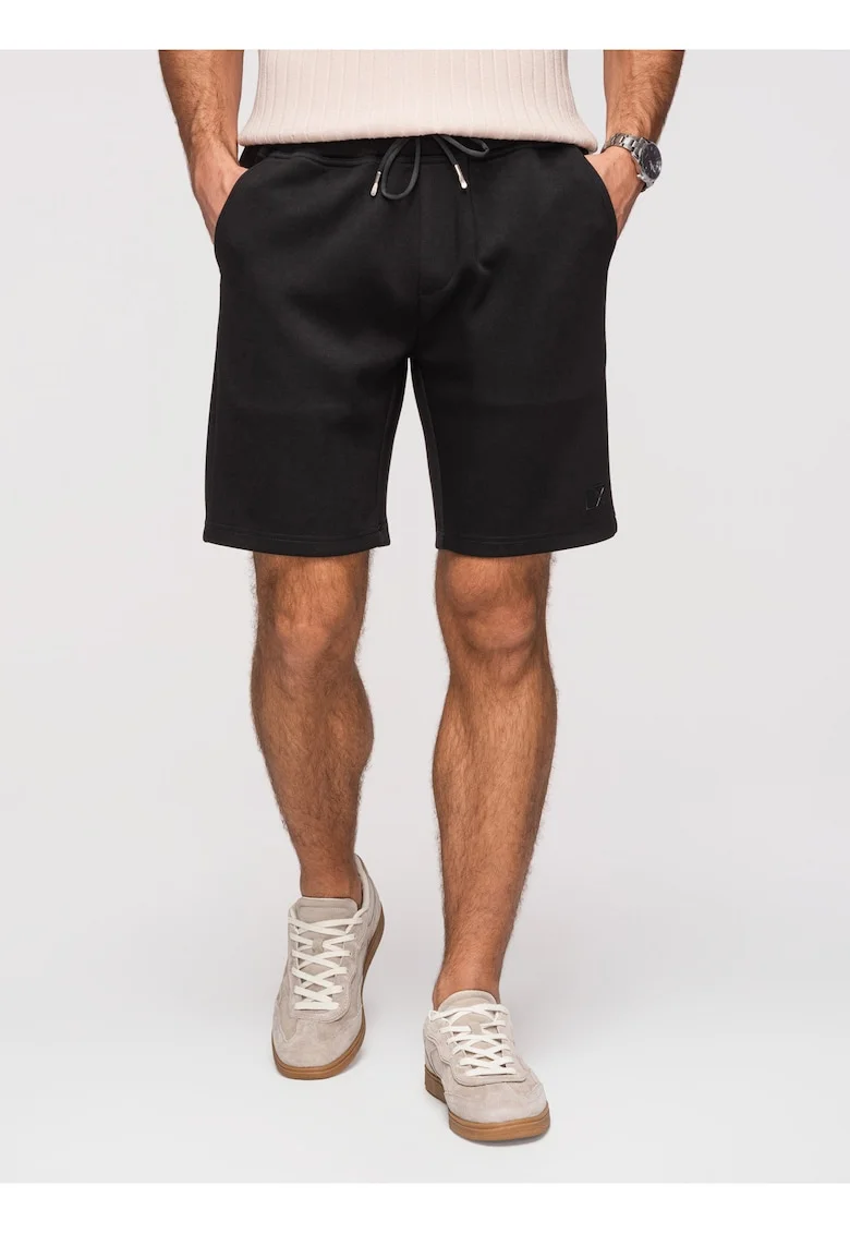 Pantaloni scurti barbati, regular fit, material tricotat, ajustabili cu snur