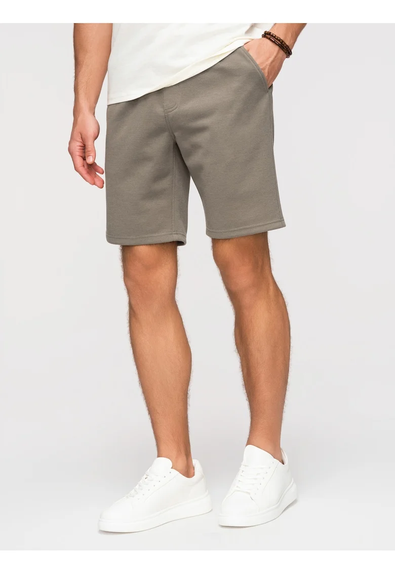 Pantaloni scurti barbati, regular fit, material tricotat, ajustabili cu snur
