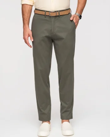 Pantaloni Chino Barbati Bumbac Elastic Croiala Regular, Kaki