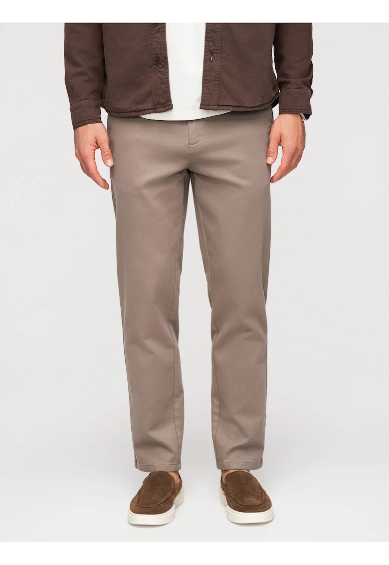 Pantaloni barbati Slim Fit Twill cu Elastan Pantaloni Casual Eleganti, Gri