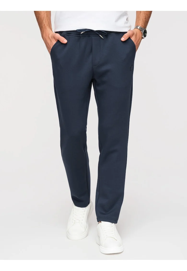 Pantaloni Regular Fit Bumbac Elastic Pantaloni Casual de Barbati, Albastru inchis