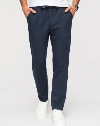 Pantaloni Regular Fit Bumbac Elastic Pantaloni Casual de Barbati, Albastru inchis