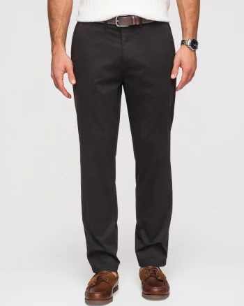 Pantaloni Chino Barbati Bumbac Elastic Croiala Regular, Negru