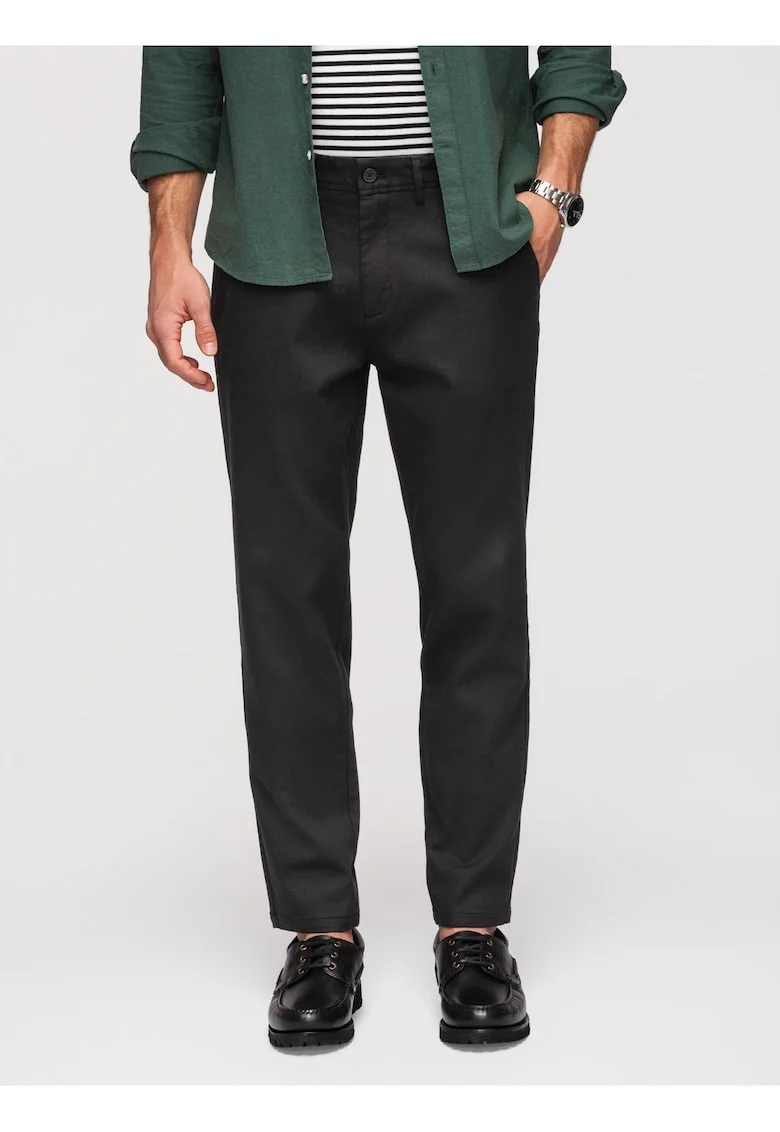 Pantaloni barbati Slim Fit Twill cu Elastan Pantaloni Casual Eleganti, Negru