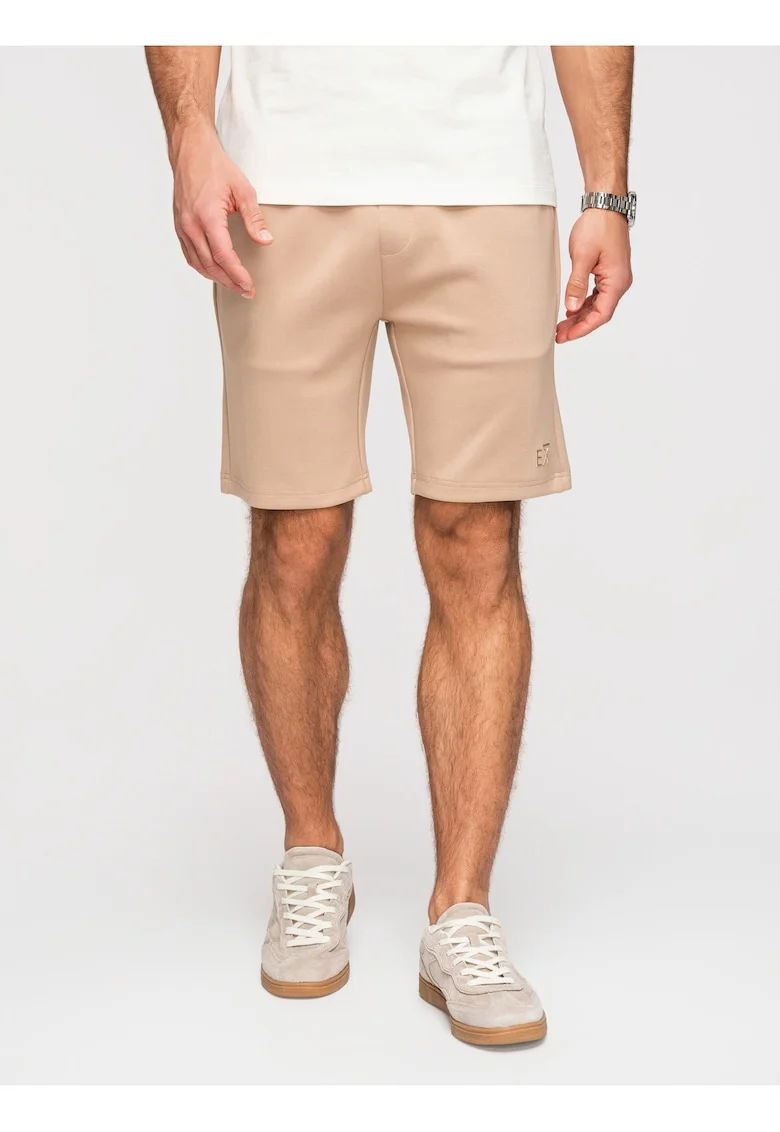 Pantaloni scurti barbati, regular fit, material tricotat, ajustabili cu snur