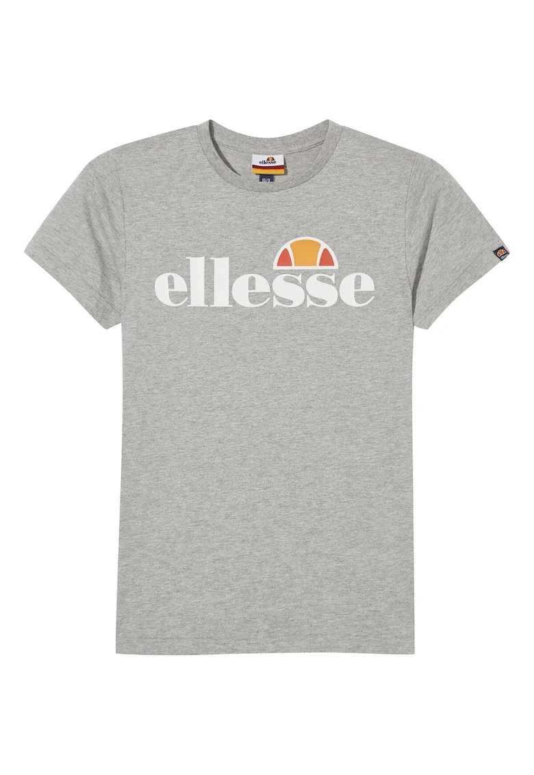 Tricou cu decolteu la baza gatului si logo, Alb/Gri