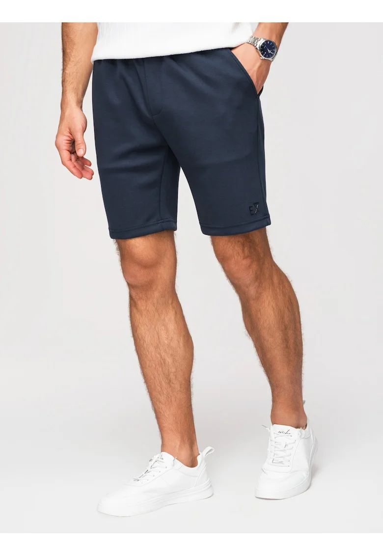 Pantaloni scurti barbati, regular fit, material tricotat, ajustabili cu snur