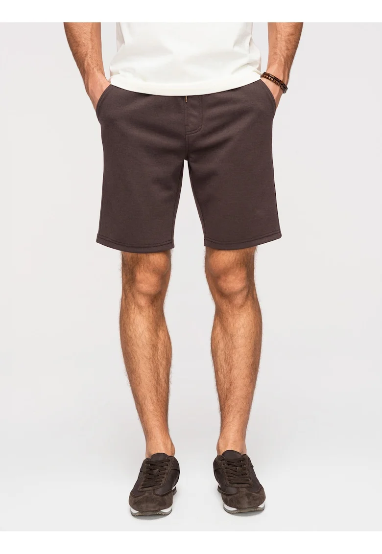 Pantaloni scurti barbati, regular fit, material tricotat, ajustabili cu snur