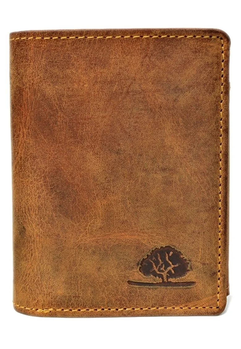 Portofel barbati piele naturala maro antichizat 8 x 10 cm, Vintage,