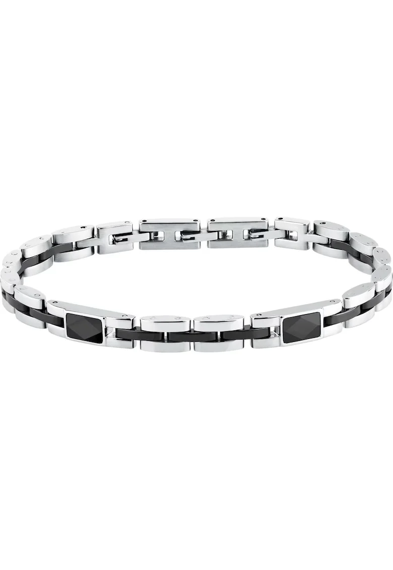 Bratara  SAFR58, argintie, neagra, inox x ceramică