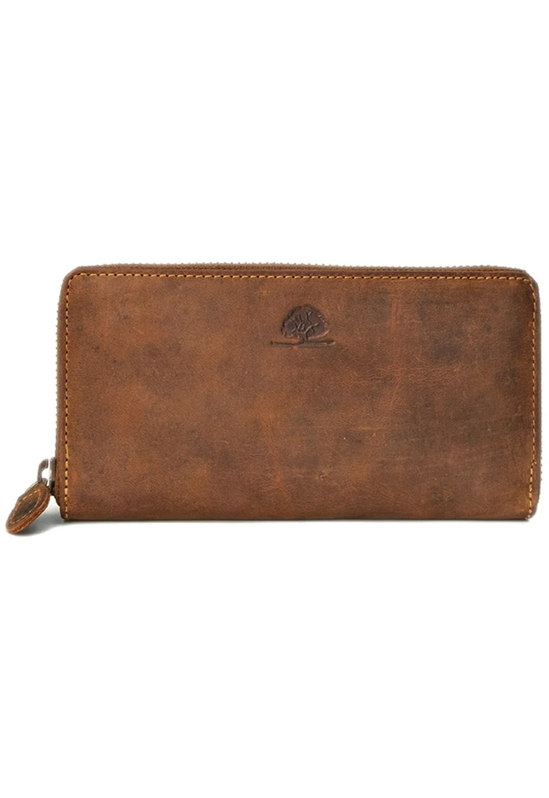 Portofel dama,  piele naturala, maro, 19x10x2.5cm, protectie RFID