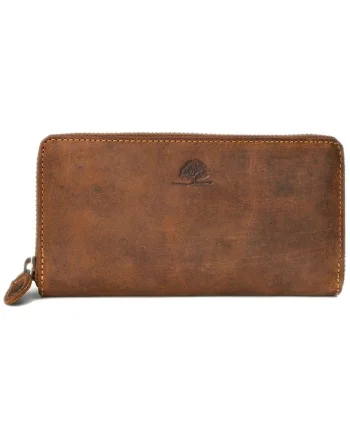 Portofel dama,  piele naturala, maro, 19x10x2.5cm, protectie RFID